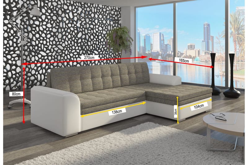 Kulmavuodesohva Libere divaanilla - Harmaa - Huonekalut - Sohva - Vuodesohva