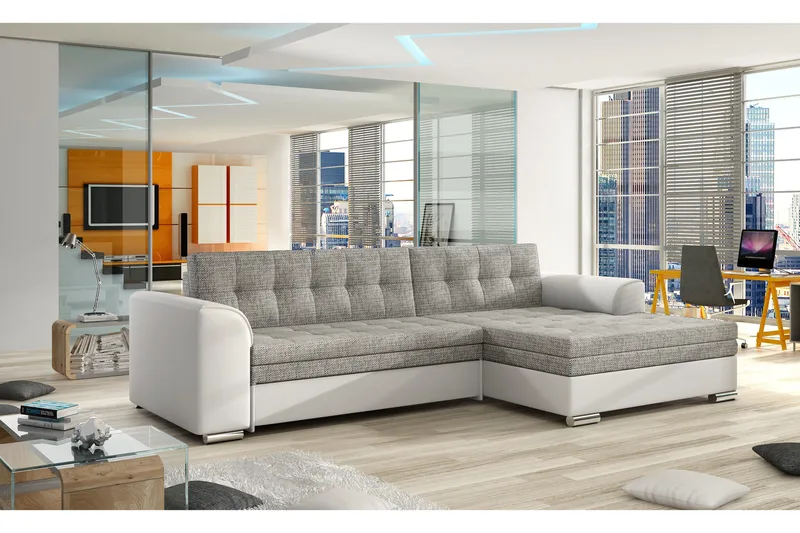 Kulmavuodesohva Libere divaanilla, Harmaa/Valkoinen