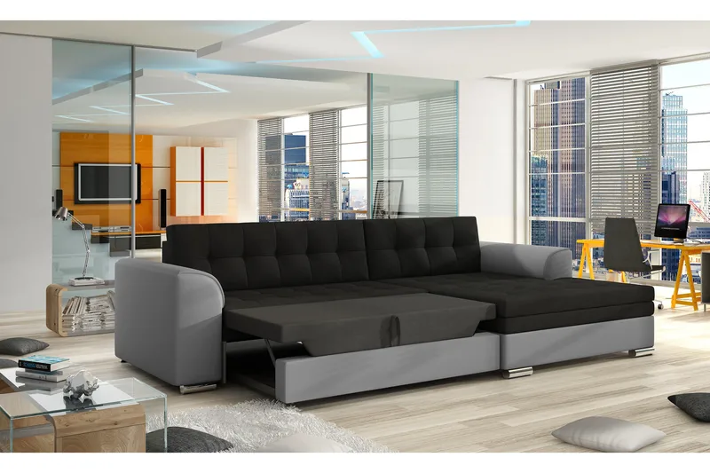 Kulmavuodesohva Libere divaanilla - Harmaa/Valkoinen - Huonekalut - Sohva - Vuodesohva