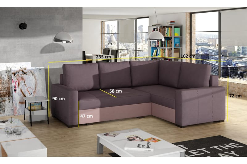 Kulmavuodesohva Maribeth divaanilla - Harmaa/Musta - Huonekalut - Sohva - Vuodesohva