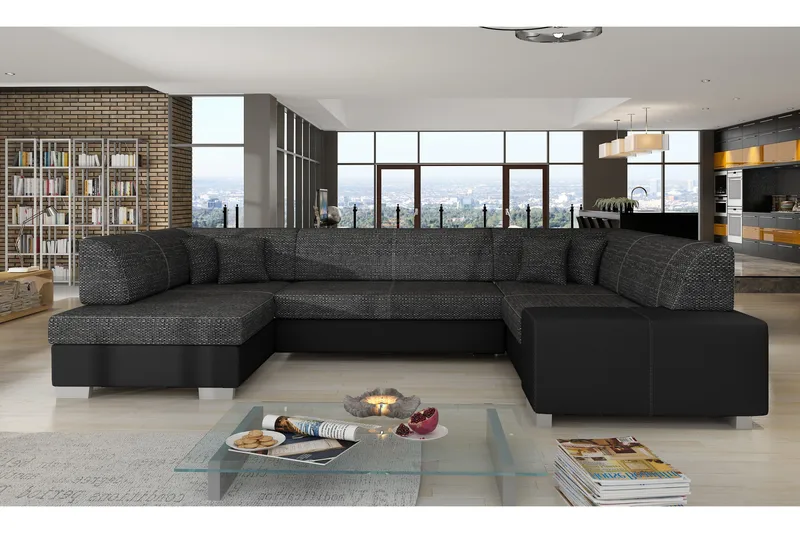 Kulmavuodesohva Mignon, Harmaa/Musta