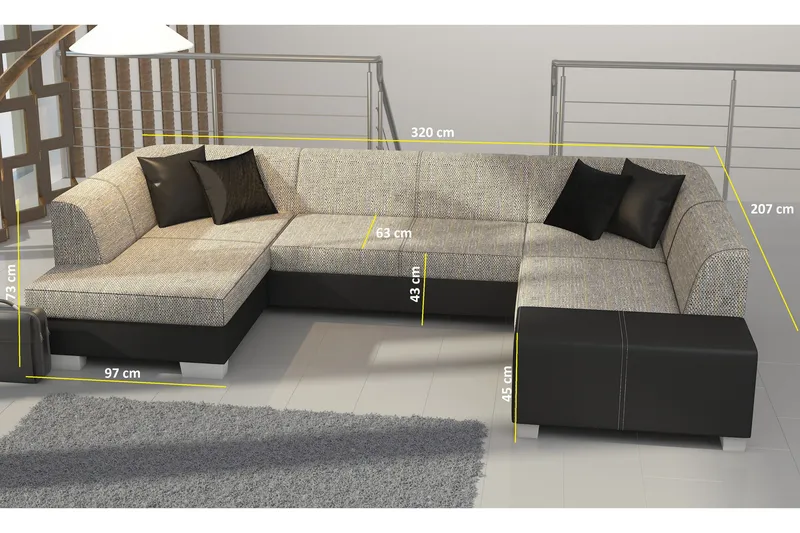 Kulmavuodesohva Mignon - Harmaa/Musta - Huonekalut - Sohva - Vuodesohva