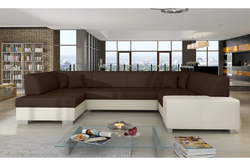 Kulmavuodesohva Mignon, Ruskea/Beige