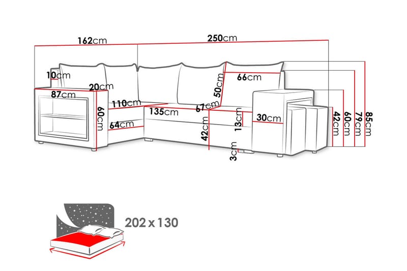 Kulmavuodesohva Milano M - Ruskea - Huonekalut - Sohva - Vuodesohva