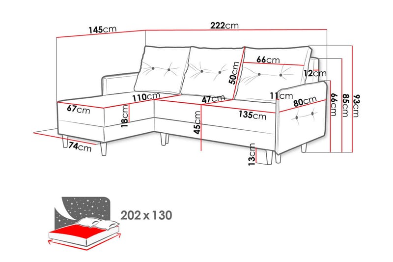 Kulmavuodesohva Montrabe - Harmaa - Huonekalut - Sohva - Vuodesohva