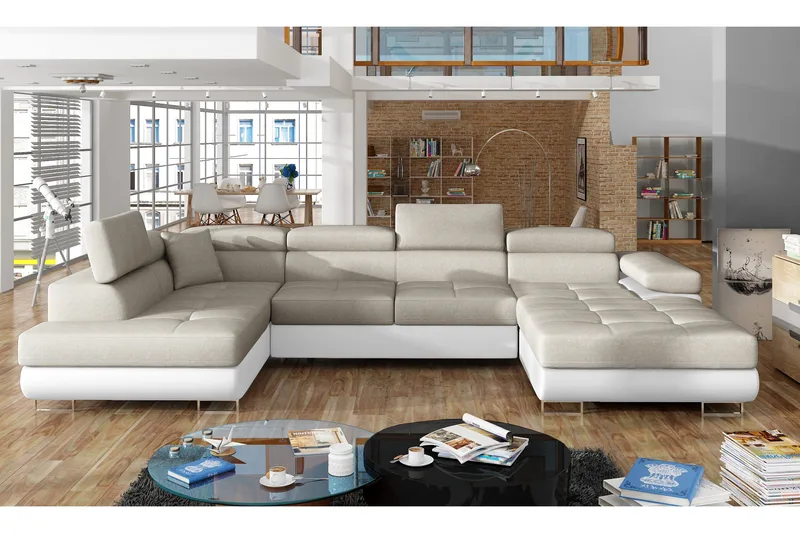 Kulmavuodesohva Sagardelos - Beige/Valkoinen - Huonekalut - Sohva - Vuodesohva