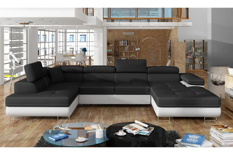 Kulmavuodesohva Sagardelos - Musta/Valkoinen - Huonekalut - Sohva - Vuodesohva