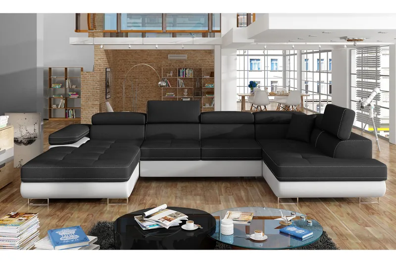 Kulmavuodesohva Sagardelos - Musta/Valkoinen - Huonekalut - Sohva - Vuodesohva