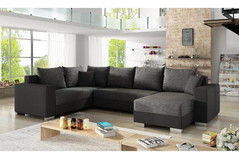 Kulmavuodesohva Sase divaanilla - Harmaa/Musta - Huonekalut - Sohva - Vuodesohva