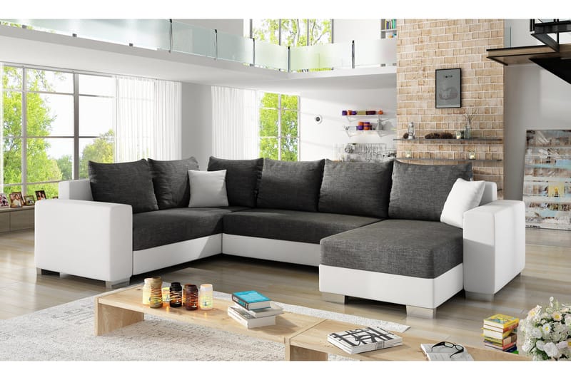 Kulmavuodesohva Sase divaanilla - Harmaa/Valkoinen - Huonekalut - Sohva - Vuodesohva