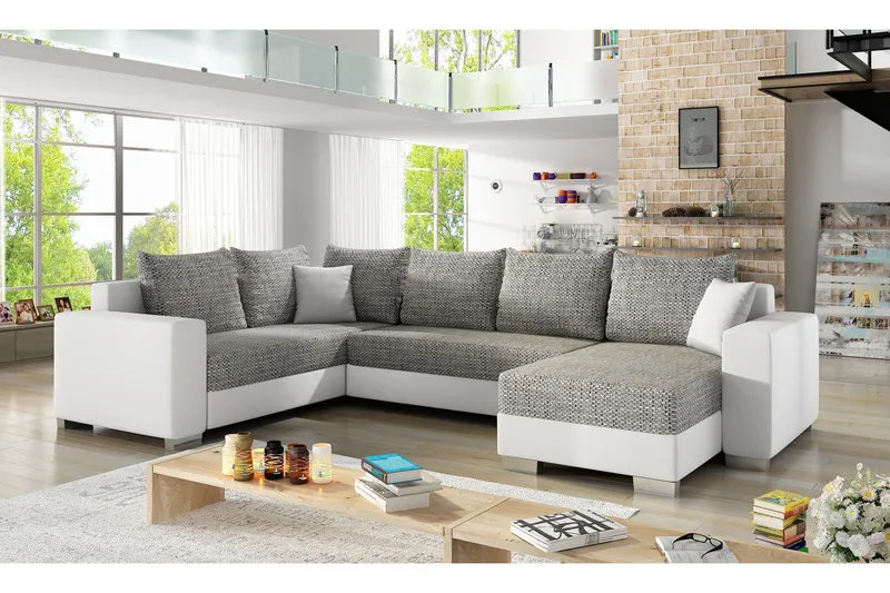 Kulmavuodesohva Sase divaanilla - Harmaa/Valkoinen - Huonekalut - Sohva - Vuodesohva