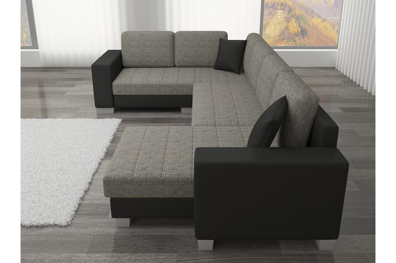 Kulmavuodesohva Sase divaanilla - Musta - Huonekalut - Sohva - Vuodesohva
