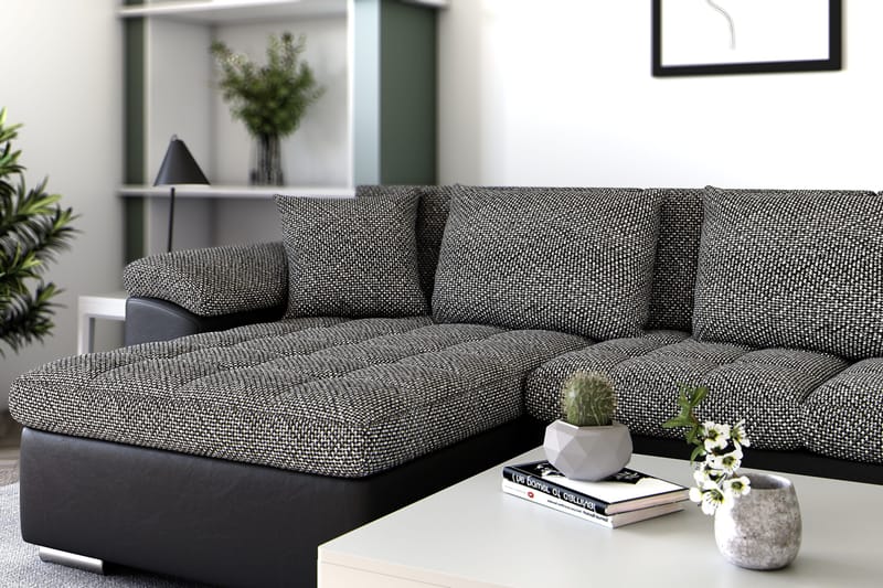 Kulmavuodesohva Sororia Divaani säilytyksellä Vasen - Harmaa/Musta - Huonekalut - Sohva - Vuodesohva