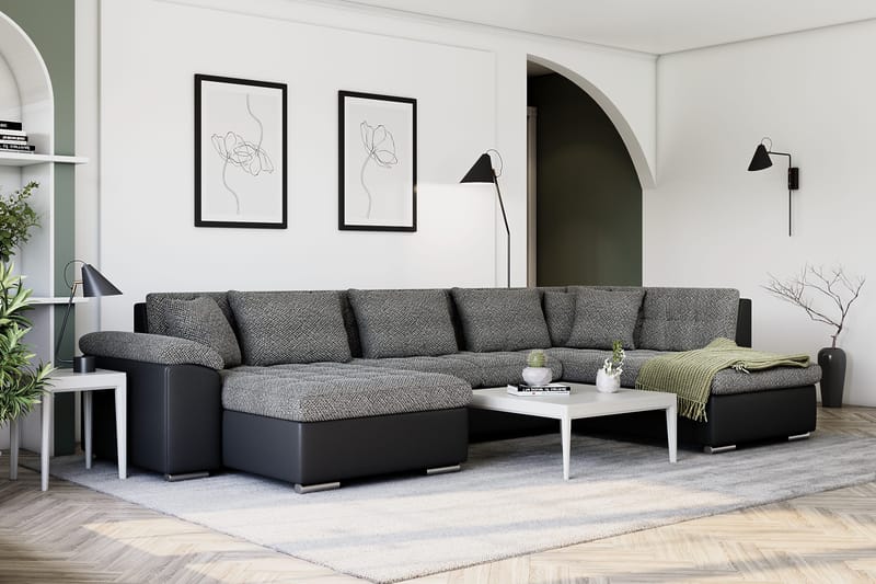 Kulmavuodesohva Sororia Divaani säilytyksellä Vasen - Harmaa/Musta - Huonekalut - Sohva - Vuodesohva