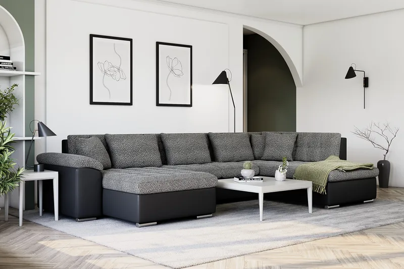 Kulmavuodesohva Sororia Divaani säilytyksellä Vasen - Harmaa/Musta - Huonekalut - Sohva - Vuodesohva