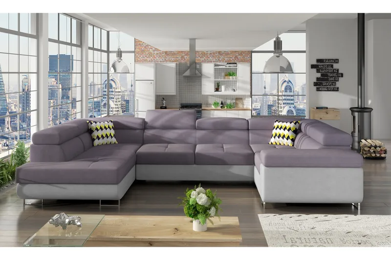 Kulmavuodesohva Villatuerta - Liila/Harmaa - Huonekalut - Sohva - Vuodesohva