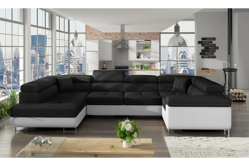 Kulmavuodesohva Villatuerta, Musta/Valkoinen