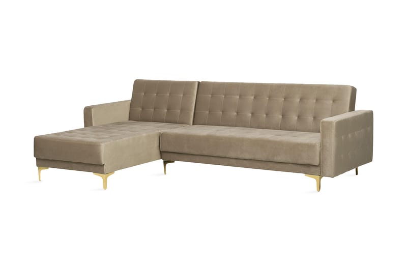 Kulmavuodesohva Westerleigh Oikea Sametti - Beige - Huonekalut - Sohva - Vuodesohva