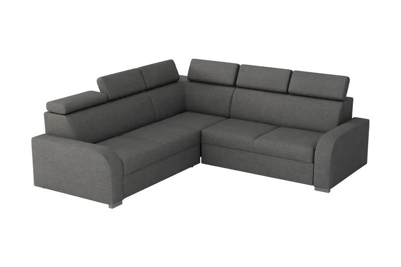 Lavona 4-istuttava l-muotoinen vuodesohva 130x190 cm säilytystilalla kangasta, Harmaa
