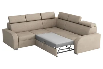 Lavona 4-istuttava l-muotoinen vuodesohva 130x190 cm säilytystilalla kangasta - Harmaa - Huonekalut - Sohva - Vuodesohva
