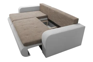 Lecanto 3-istuttava Universal kulmavuodesohva 130x204 cm säilytystilalla kankaalla - Musta - Huonekalut - Sohva - Vuodesohva