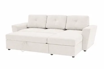Leia 3-istuttava käännettävä vuodesohva divaanilla ja säilytystilalla - Beige - Huonekalut - Sohva - Vuodesohva