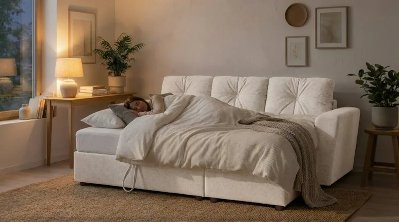 Leia 3-istuttava käännettävä vuodesohva divaanilla ja säilytystilalla - Beige - Huonekalut - Sohva - Vuodesohva