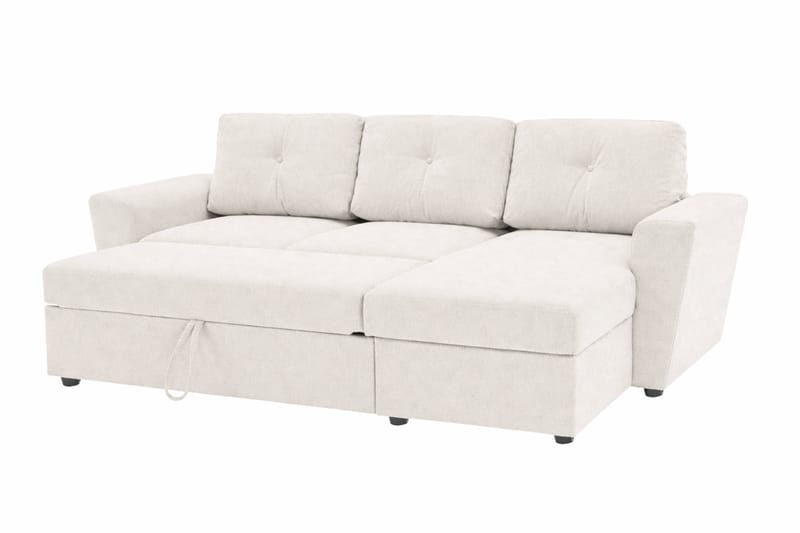 Leia 3-istuttava vuodesohva käännettävällä divaanilla ja säilytystilalla - Beige - Huonekalut - Sohva - Vuodesohva