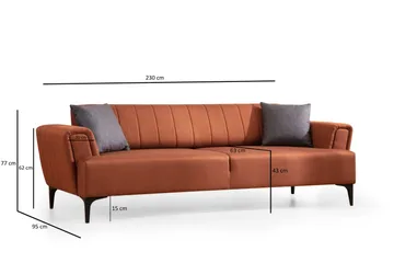 Lilesville 3-istuttava vuodesohva 95x190 cm kankaalla - Terrakotta - Huonekalut - Sohva - Vuodesohva - 3 istuttava vuodesohva
