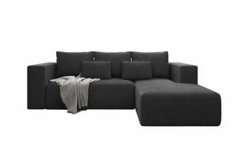 Listowel 3-istuttava oikea kulmavuodesohva 121x205 cm säilytyksellä vakosametti - Antrasiitti - Huonekalut - Sohva - Vuodesohva