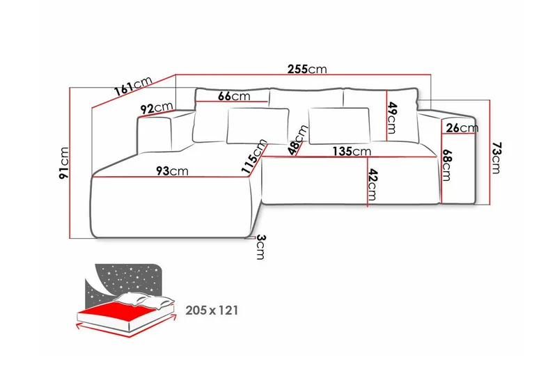 Listowel 3-sits Hörnbäddsoffa beige - Huonekalut - Sohva - Vuodesohva