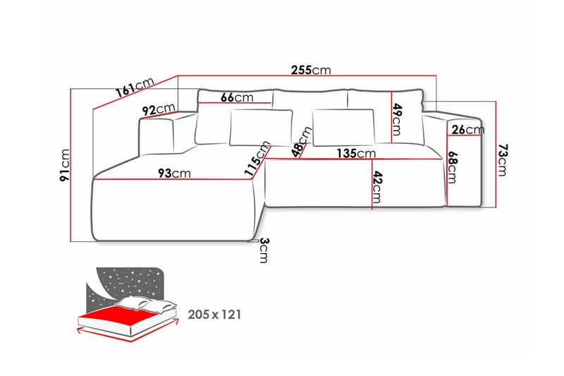 Listowel 3-sits Hörnbäddsoffa beige - Huonekalut - Sohva - Vuodesohva
