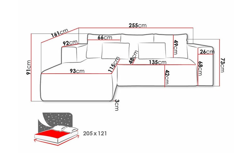 Listowel 3-sits Hörnbäddsoffa Beige/Light beige - Huonekalut - Sohva - Vuodesohva