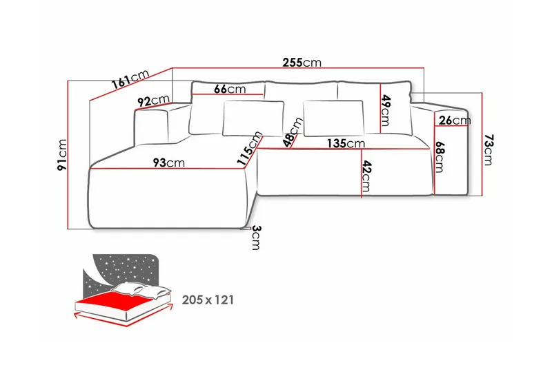 Listowel 3-sits Hörnbäddsoffa Brown - Huonekalut - Sohva - Vuodesohva