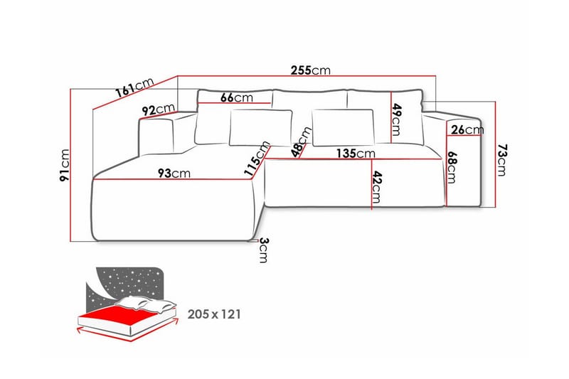 Listowel 3-sits Hörnbäddsoffa Dark blue - Huonekalut - Sohva - Vuodesohva