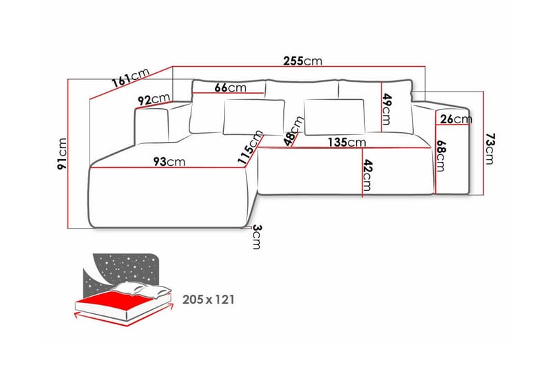 Listowel 3-sits Hörnbäddsoffa Dark blue - Huonekalut - Sohva - Vuodesohva