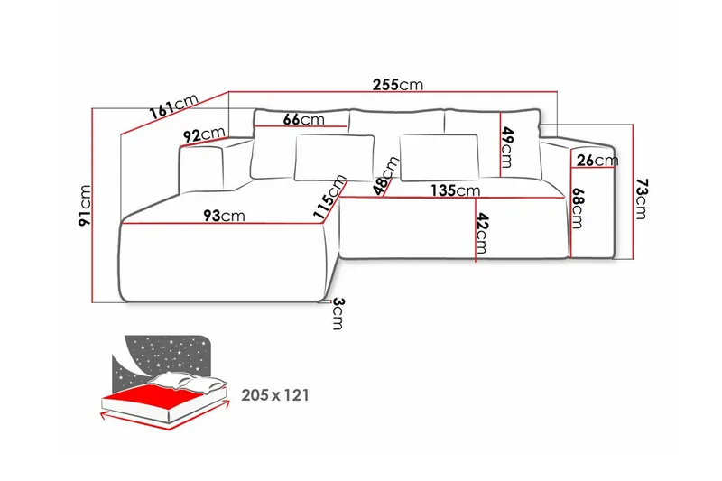 Listowel 3-sits Hörnbäddsoffa Dark yellow - Huonekalut - Sohva - Vuodesohva