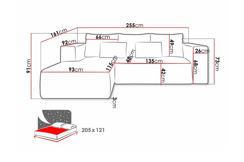 Listowel 3-sits Hörnbäddsoffa Green - Huonekalut - Sohva - Vuodesohva