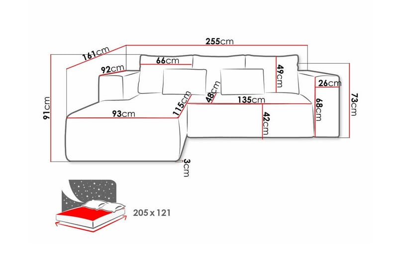 Listowel 3-sits Hörnbäddsoffa Green - Huonekalut - Sohva - Vuodesohva
