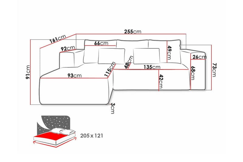 Listowel 3-sits Hörnbäddsoffa Light grey/Dark grey - Huonekalut - Sohva - Vuodesohva