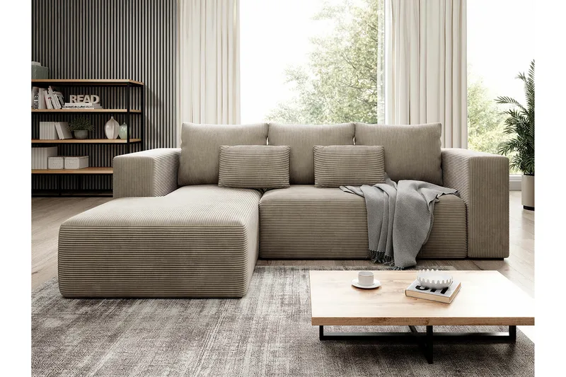 Listowel 3-sits Hörnbäddsoffa NO_BRAND beige - Huonekalut - Sohva - Vuodesohva