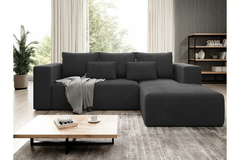 Listowel 3-sits Hörnbäddsoffa NO_BRAND Black - Huonekalut - Sohva - Vuodesohva