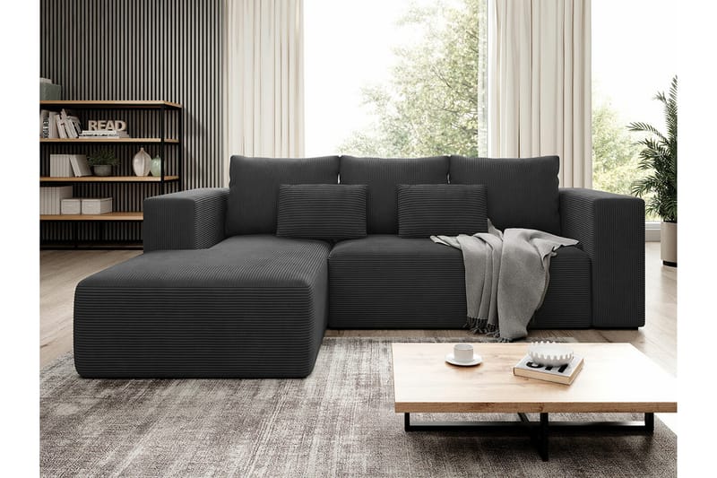 Listowel 3-sits Hörnbäddsoffa NO_BRAND Black - Huonekalut - Sohva - Vuodesohva