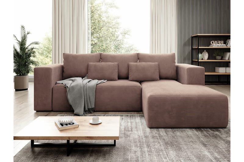 Listowel 3-sits Hörnbäddsoffa NO_BRAND Brown - Huonekalut - Sohva - Vuodesohva