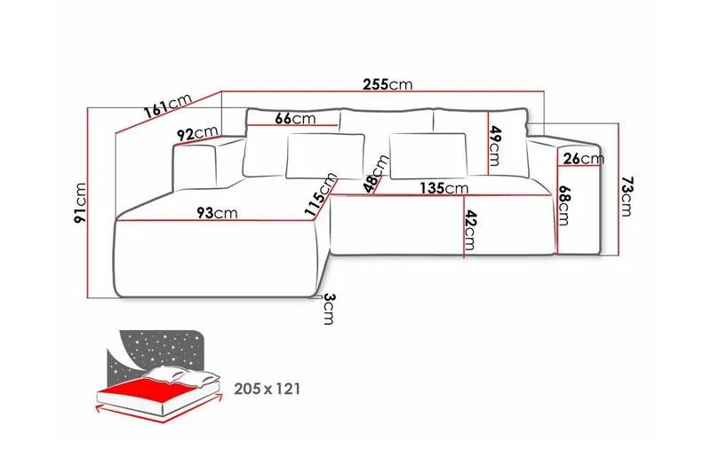 Listowel 3-sits Hörnbäddsoffa Turquoise - Huonekalut - Sohva - Vuodesohva