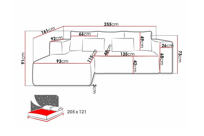 Listowel 3-sits Hörnbäddsoffa Turquoise - Huonekalut - Sohva - Vuodesohva