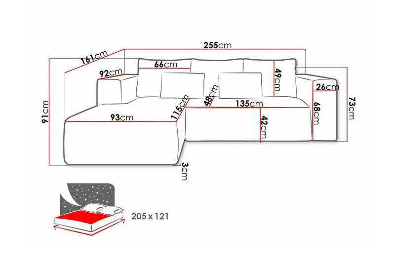 Listowel 3-sits Hörnbäddsoffa Yellow - Huonekalut - Sohva - Vuodesohva