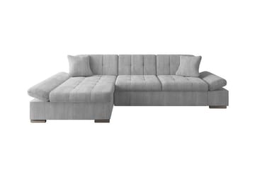 Lomux 3-istuttava vasen kulmavuodesohva 129x240 cm säilytyksellä vakosametti - Harmaa - Huonekalut - Sohva - Vuodesohva