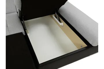 Lomux 3-istuttava vasen kulmavuodesohva 129x240 cm säilytystilalla kankaasta - Harmaa - Huonekalut - Sohva - Vuodesohva