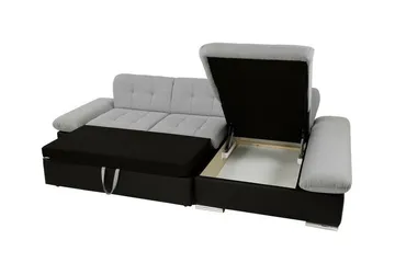 Lomux 3-istuttava vasen kulmavuodesohva 129x240 cm säilytystilalla kankaasta - Harmaa - Huonekalut - Sohva - Vuodesohva